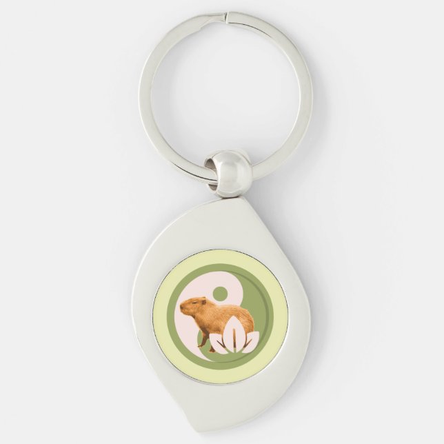 Zen Capybara Yin Yang Key Ring (Front)