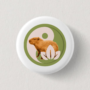 Zen Capybara Yin Yang Peaceful Nature 3 Cm Round Badge