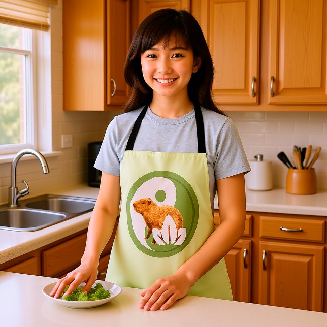 Zen Capybara Yin Yang Peaceful Nature Apron (Creator Uploaded)