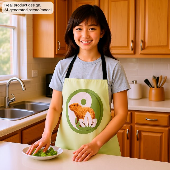Zen Capybara Yin Yang Peaceful Nature Apron (Creator Uploaded)