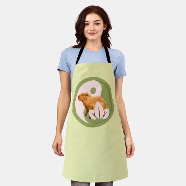 Zen Capybara Yin Yang Peaceful Nature Art Apron (Worn)