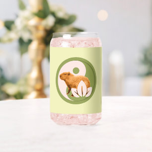 Zen Capybara Yin Yang Peaceful Nature Can Glass