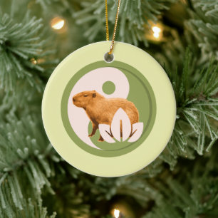 Zen Capybara Yin Yang Peaceful Nature Ceramic Tree Decoration