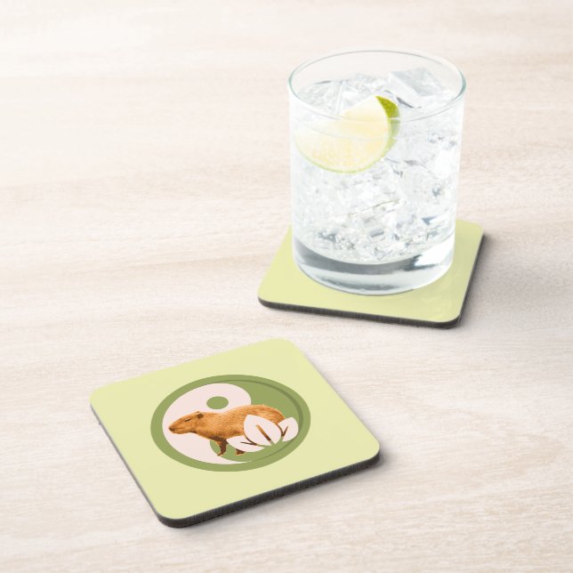 Zen Capybara Yin Yang Peaceful Nature Coaster (Right Side)