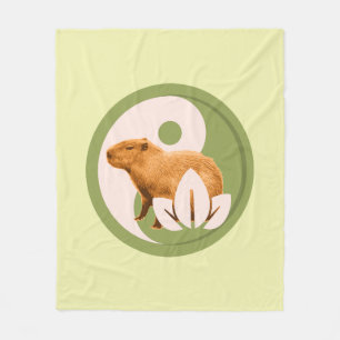 Zen Capybara Yin Yang Peaceful Nature Fleece Blanket