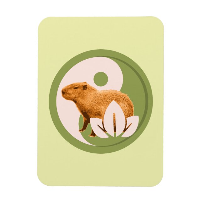 Zen Capybara Yin Yang Peaceful Nature Magnet (Vertical)
