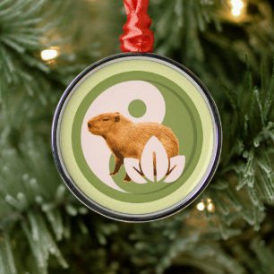Zen Capybara Yin Yang Peaceful Nature Metal Tree Decoration