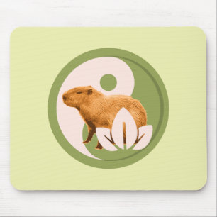 Zen Capybara Yin Yang Peaceful Nature Mouse Pad