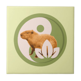 Zen Capybara Yin Yang Peaceful Nature Tile