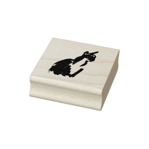 Zen Cat Drawing Ink Brush Wash Art  Rubber Stamp