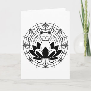 Zen Cat Lotus Flower Yoga Mindfulness Meditation T Card
