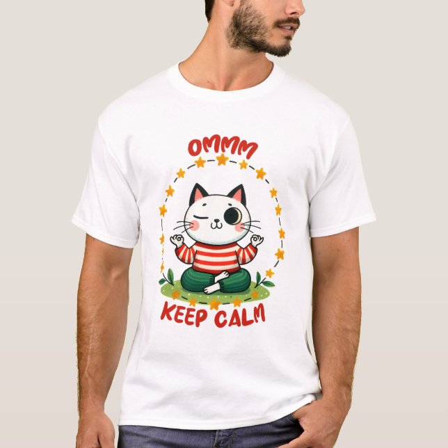 Zen Cat Meditation T-Shirt (Front)