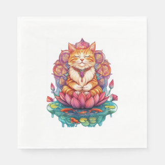 Zen Cat Vibes – Meditating Kitty Psychedelic Napkin