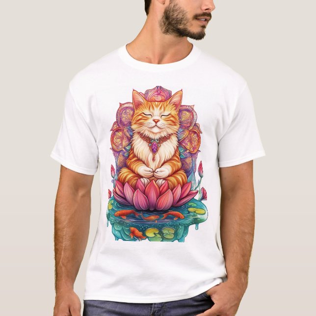 Zen Cat Vibes � Meditating Kitty Psychedelic T-Shirt (Front)