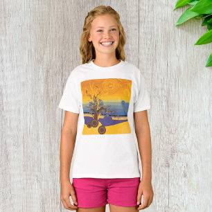 Zen Cherry Blossom Tree Abstract Sunset Art T-Shirt