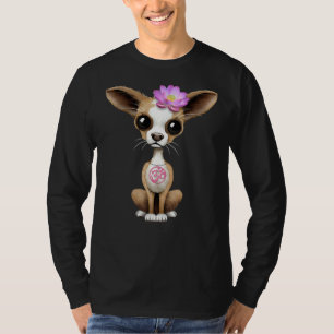 Zen Chihuahua Puppy With Pink Yoga Om Symbol T-Shirt