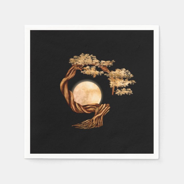 Zen Circle Bonsai Tree Napkin (Front)