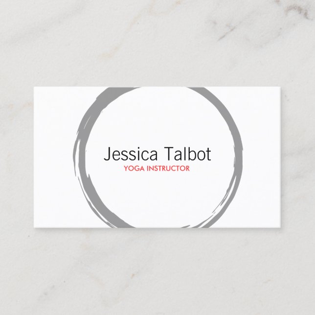 ZEN CIRCLE in Grey and White Business Card (Front)