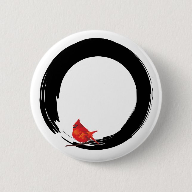 Zen Circle with Christmas Cardinal 6 Cm Round Badge (Front)
