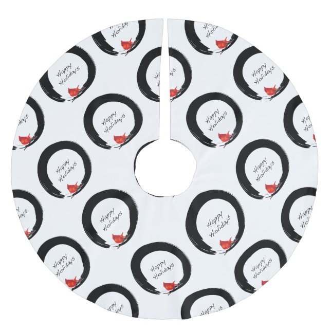 Zen Circle with Christmas Cardinal Brushed Polyester Tree Skirt (Front)