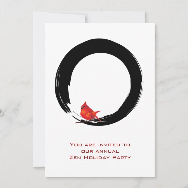 Zen Circle with Christmas Cardinal Invitation (Front)