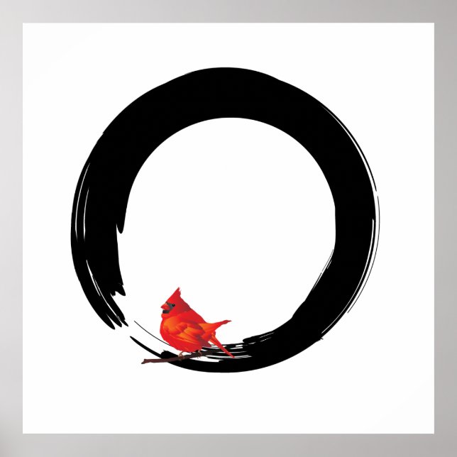 Zen Circle with Christmas Cardinal Poster (Front)