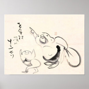 Zen Classics - Gibon Sengai - Hotei Pointing Poster
