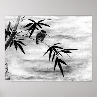 Zen Classics - Sesshu - Bird and Bamboo Poster