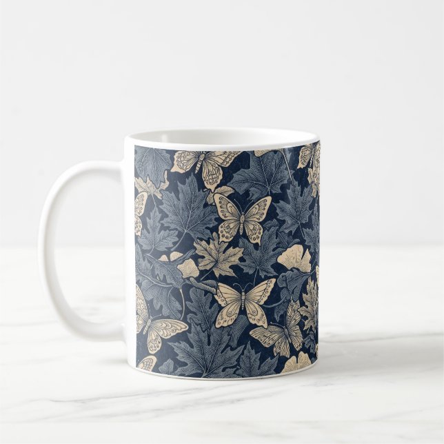 Zen cup- Autumn Leaf and Butterfly Illusion Coffee Mug (Left)