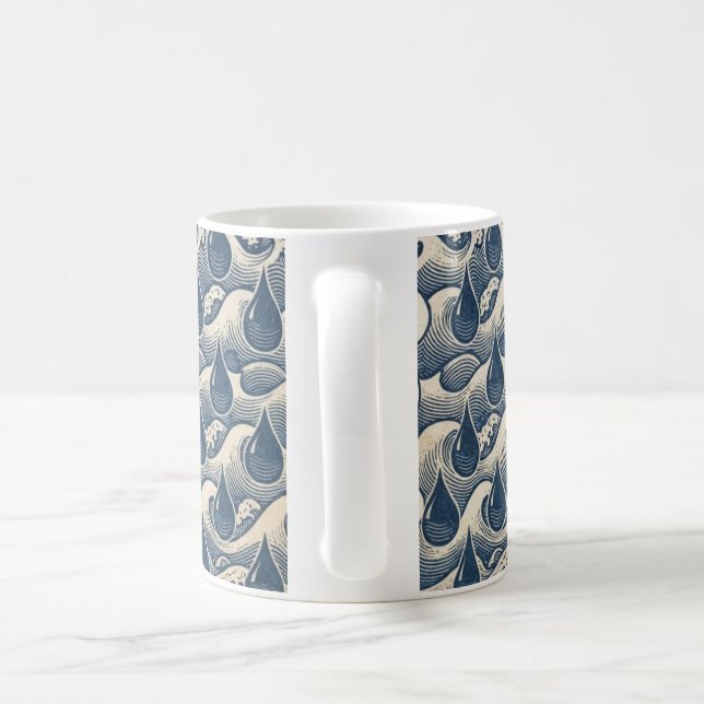 Zen cup- Droplet and Wave Illusion Art Coffee Mug (Handle)