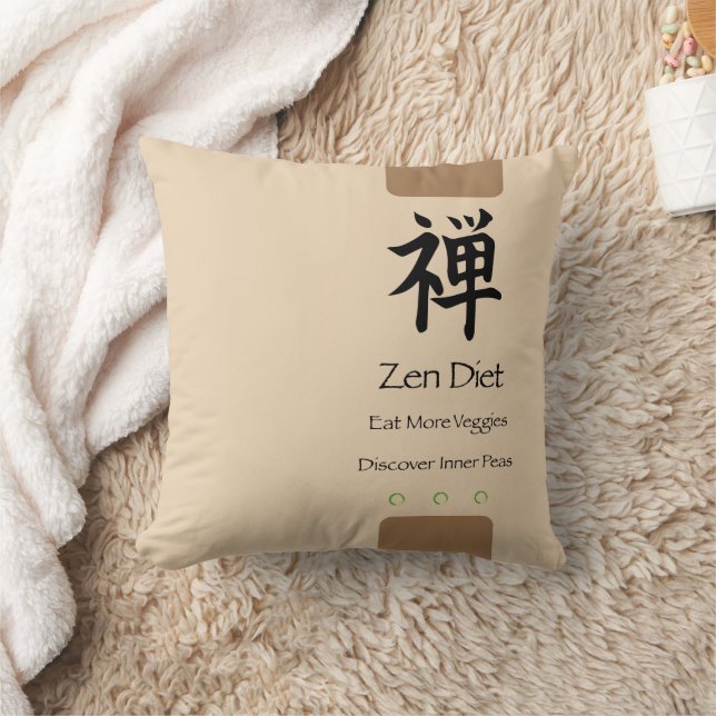 Zen Diet Eat More Veggies Tan BG Cushion (Blanket)