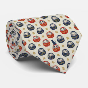 Zen Elegance: Traditional Japanese Daruma Textile Tie