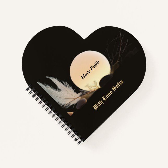 Zen Encouragement & Peace Heart-Shaped Support Notebook (Front)