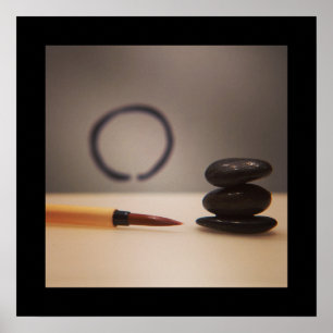 Zen Enso and Calligraphy Brush Poster