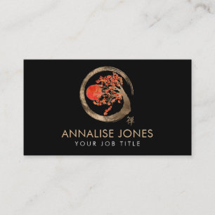 Zen Enso Circle and Sakura Tree Business Card