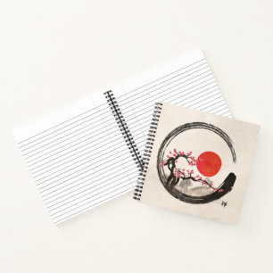 Zen Enso Circle and Sakura Tree Notebook