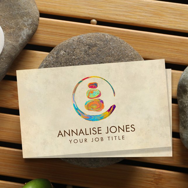 Zen Enso Circle and Zen stones - Liquid Marble Business Card (Creator Uploaded)
