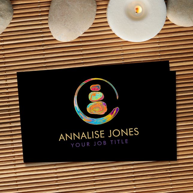 Zen Enso Circle and Zen stones - Marble and Gold Business Card (Creator Uploaded)