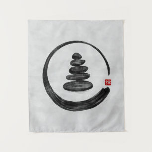 Zen Enso Circle and Zen stones - Watercolor Tapestry