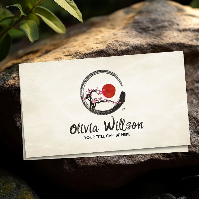Zen Enso Circle Sakura Tree sun Business Card (Creator Uploaded)