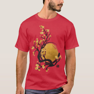 Zen Enso Circle, Sun and Sakura Blossom  T-Shirt