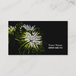Zen floral Lime green white Chrysanthemum Business Card