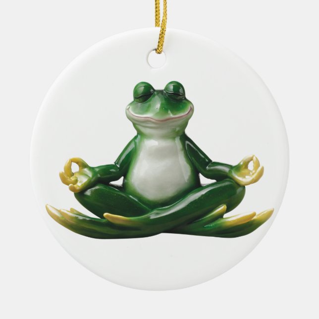 Zen Frog, Yoga Frog, Zen Gifts, Ceramic Tree Decoration (Front)