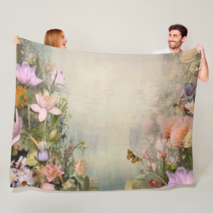 Zen Garden Oasis: Serene Lotus in Watercolor Fleece Blanket