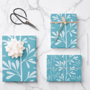 Zen Garden Stems Minimal Botanical Ocean Wrapping Paper Sheet