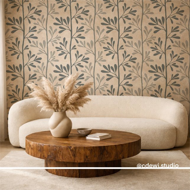 Zen Garden Stems Minimal Dark Green Silhouettes Wallpaper (Creator Uploaded)