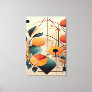 Zen Geometry: Abstract Botanical Fusion Art Canvas Print