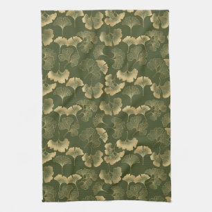 Zen Ginkgo Leaf Pattern Tea Towel