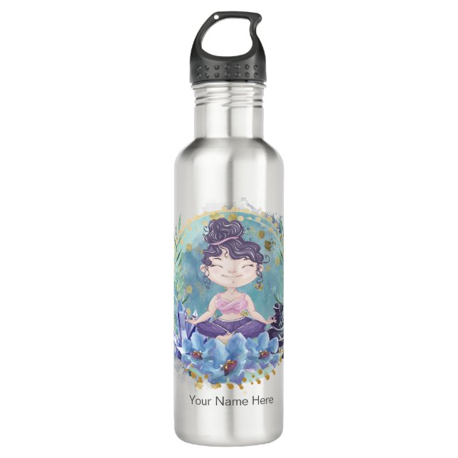 Zen Girl Yoga Spa Rocks Crystals Flowers Spiritual 710 Ml Water Bottle (Front)