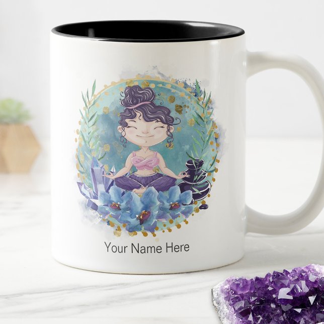 Zen Girl Yoga Spa Rocks Crystals Flowers Spiritual Coffee Mug (Creator Uploaded)